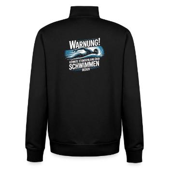  Warnung Könnte Stundenlang Über Schwimmen Reden - Unisex Organic Zip Sweatshirt von Stanley/Stella - Schwarz - Hinten - AI Model Male 185 light (185cm)