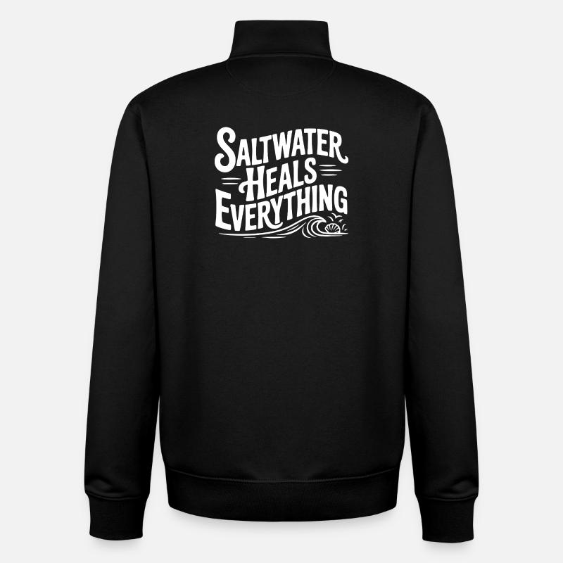 Saltwater Heals Everything - Unisex Organic Zip Sweatshirt by Stanley/Stella - black