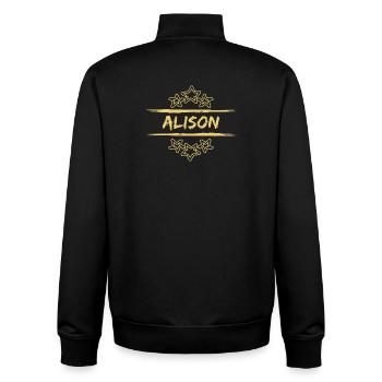 Birth name Alison - Unisex Organic Zip Sweatshirt by Stanley/Stella - black - Back - AI Model Male 185 light (185cm)
