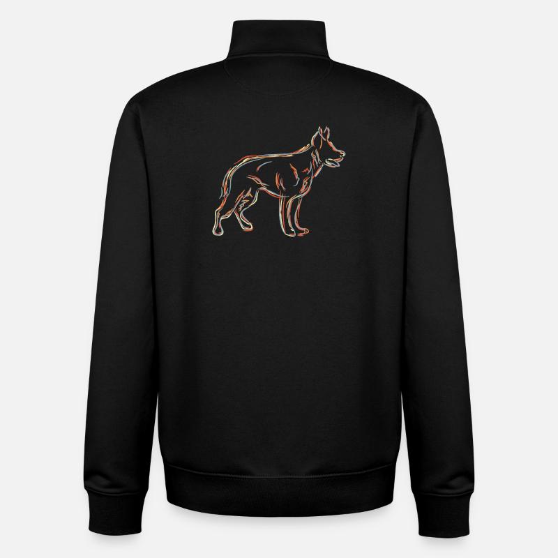 German Shepherd Drawing - Unisex Organic Zip Sweatshirt by Stanley/Stella - black