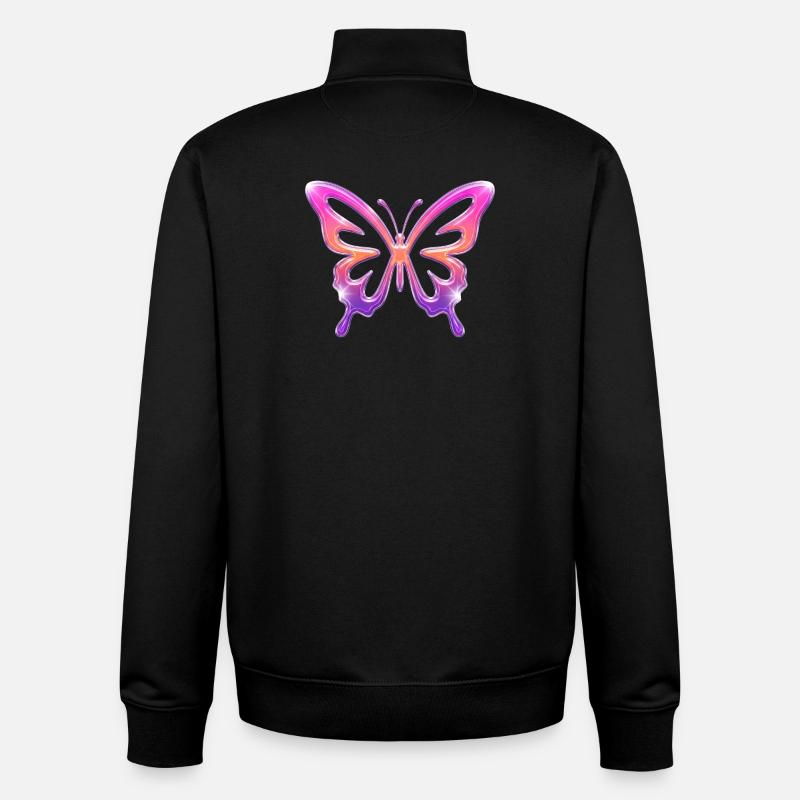 Neon Butterfly Gradient - Unisex Organic Zip Sweatshirt by Stanley/Stella - black