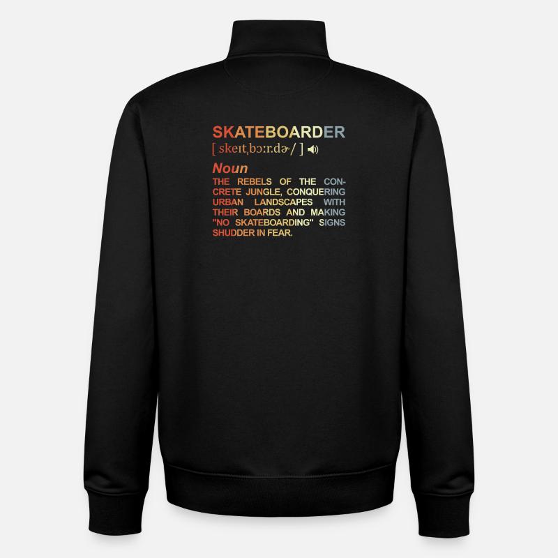 Signification de skateboarder - Sweat zippé unisexe en coton bio Stanley/Stella - noir