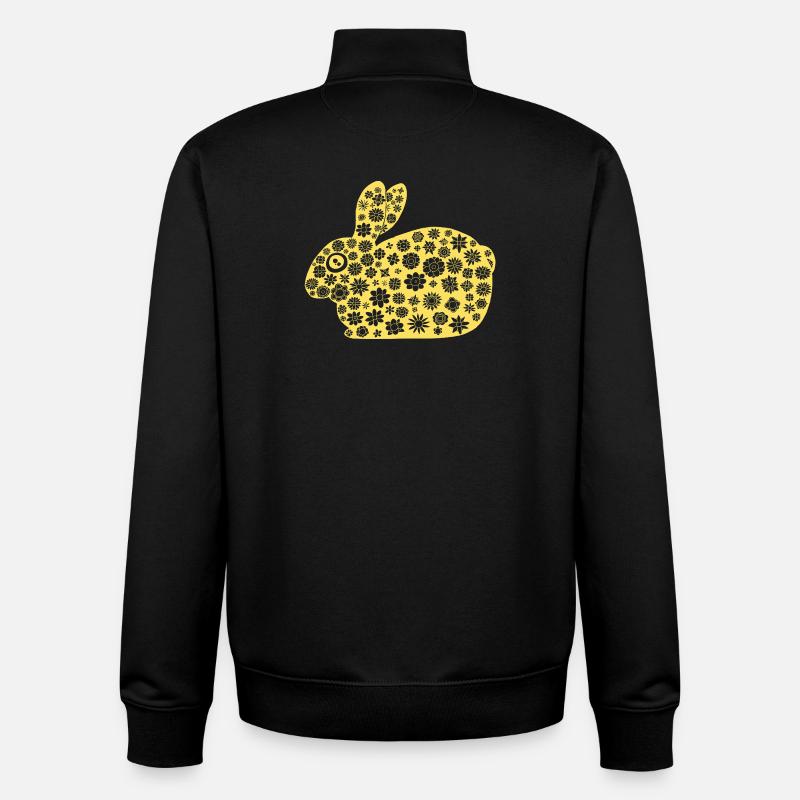 Golden Rabbit Blumenmuster - Unisex Organic Zip Sweatshirt von Stanley/Stella - Schwarz