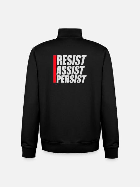 Resist Assist Persist Activism Motivation Logo - Unisex Organic Zip Sweatshirt by Stanley/Stella - black