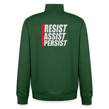 Resist Assist Persist Aktivismus Motivation Logo - Unisex Organic Zip Sweatshirt von Stanley/Stella - Flaschengrün - Hinten - AI Model Male 185 dark (185cm)