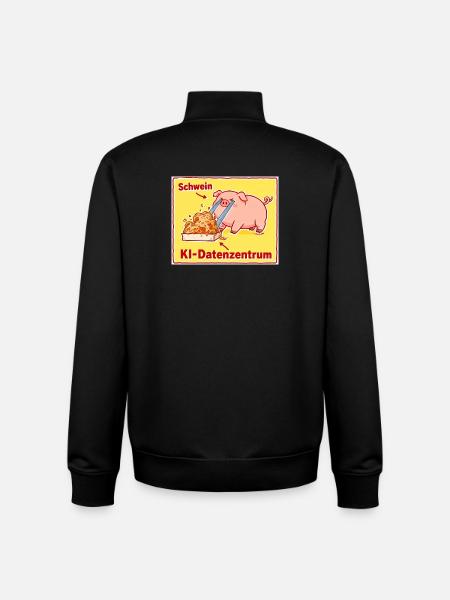 Schwein KI-Datenzentrum Cartoon - Unisex Organic Zip Sweatshirt von Stanley/Stella - Schwarz