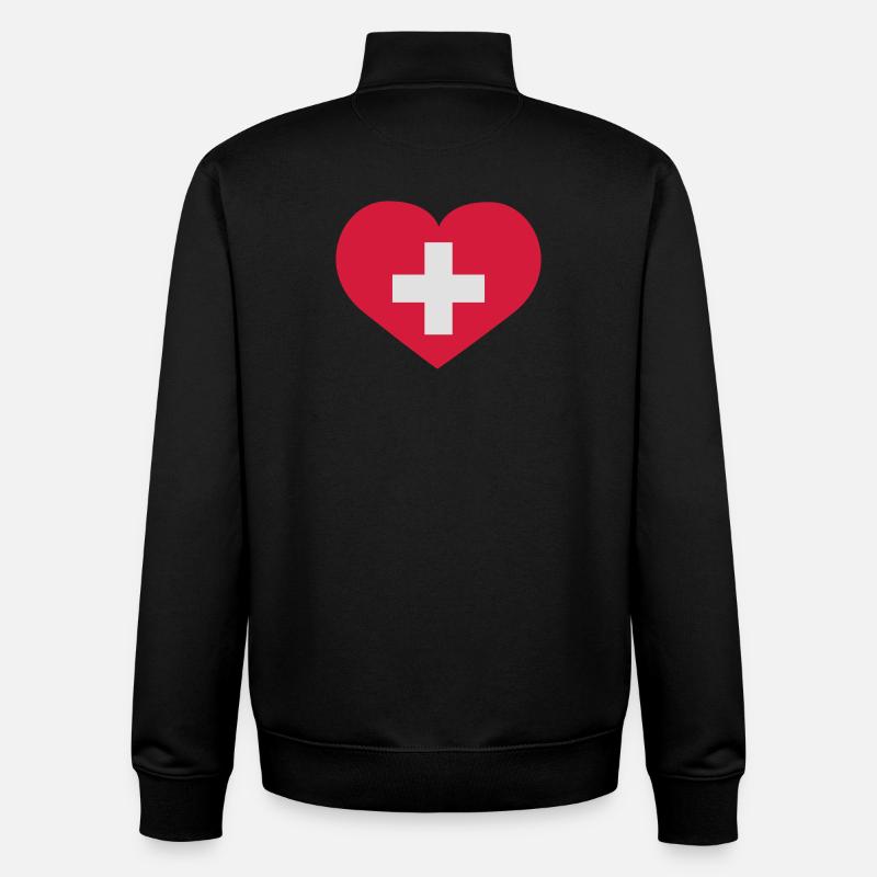 Love Schweiz | Herz | Heart - Sweat zippé unisexe en coton bio Stanley/Stella - noir