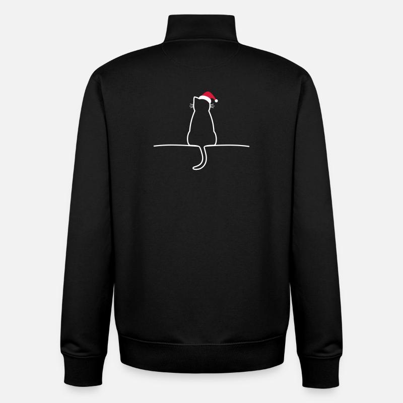 Chat noël cadeau noël chat - Sweat zippé unisexe en coton bio Stanley/Stella - noir