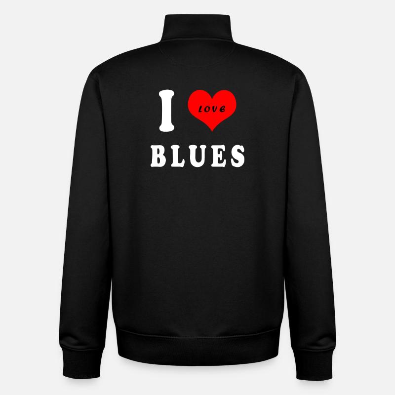 J'adore le blues - Sweat zippé unisexe en coton bio Stanley/Stella - noir