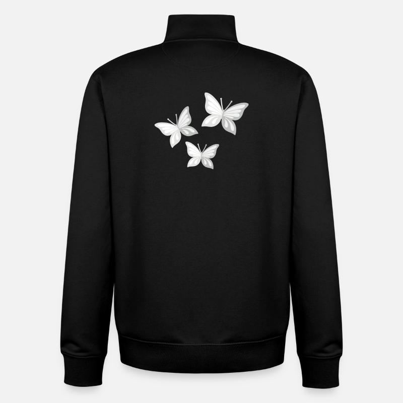 papillon; butterfly - Sweat zippé unisexe en coton bio Stanley/Stella - noir