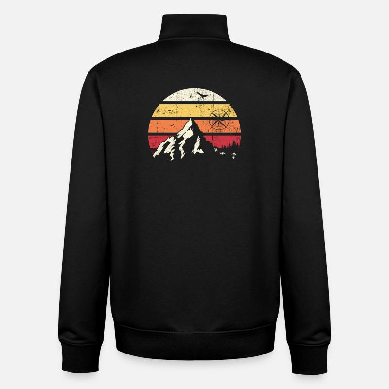 Alpine Sunset Compass - Unisex Organic Zip Sweatshirt by Stanley/Stella - black