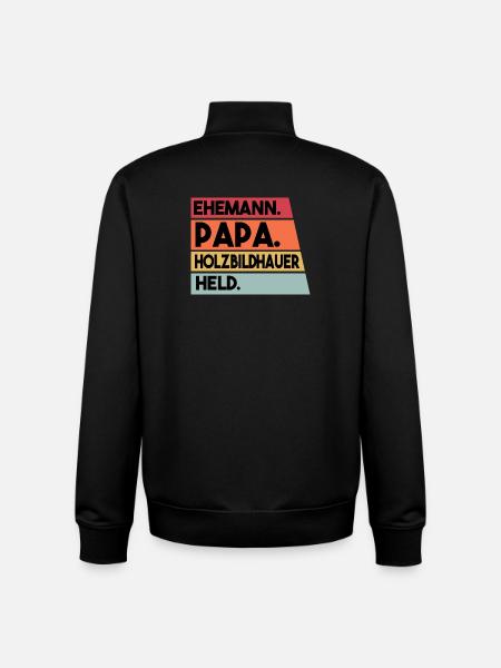 Ehemann Papa Holzbildhauer Held - Unisex Organic Zip Sweatshirt von Stanley/Stella - Schwarz