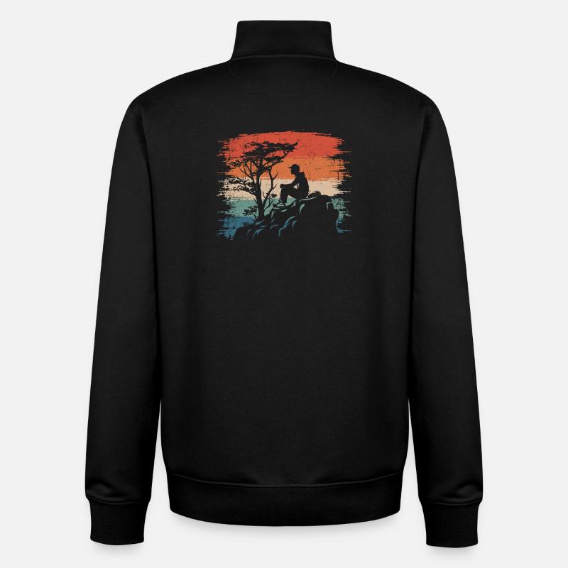 Coucher de soleil Silhouette Falaise - Sweat zippé unisexe en coton bio Stanley/Stella - noir