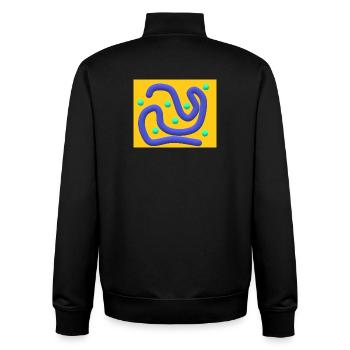 Abstract Blue Curves with Mint Dots - Unisex Organic Zip Sweatshirt by Stanley/Stella - black - Back - AI Model Male 185 light (185cm)
