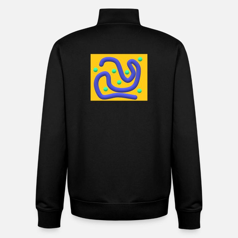 Abstract Blue Curves with Mint Dots - Unisex Organic Zip Sweatshirt by Stanley/Stella - black