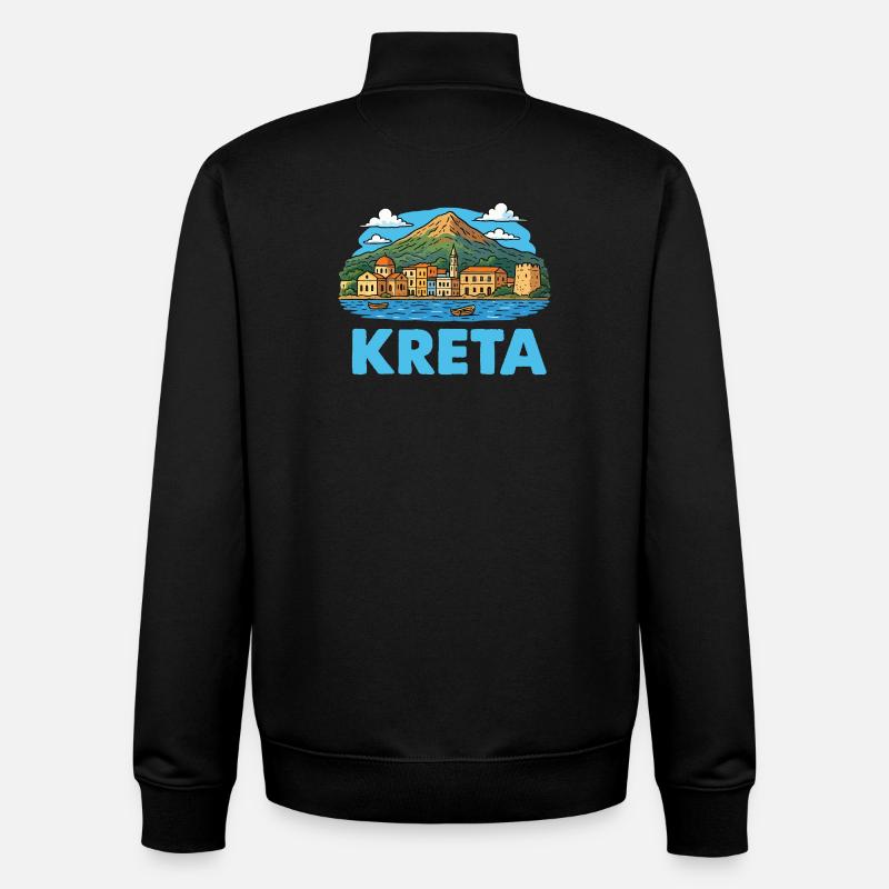 Île de Crète - Sweat zippé unisexe en coton bio Stanley/Stella - noir