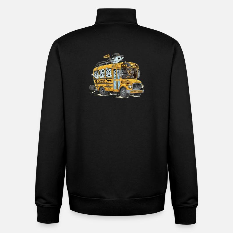 Haunted Ghost Bus Halloween Design - Unisex Organic Zip Sweatshirt by Stanley/Stella - black