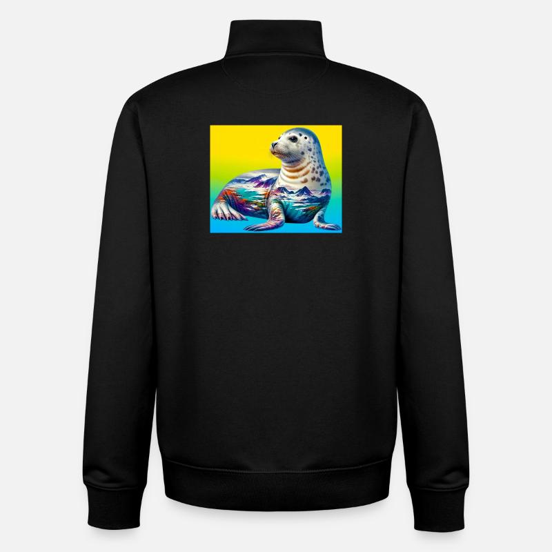 Phoque - Sweat zippé unisexe en coton bio Stanley/Stella - noir