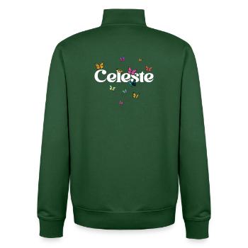 Beautiful girl's name with butterflies CELESTE - Unisex Organic Zip Sweatshirt by Stanley/Stella - bottle green - Back - AI Model Male 185 dark (185cm)