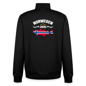 Voyage de pêche en Norvège 2026 - Sweat zippé unisexe en coton bio Stanley/Stella - noir - Dos - AI Model Male 185 light (185cm)