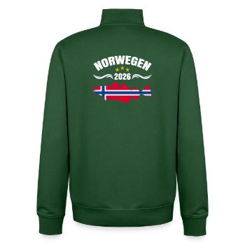 Voyage de pêche en Norvège 2026 - Sweat zippé unisexe en coton bio Stanley/Stella - vert bouteille - Dos - AI Model Male 185 dark (185cm)