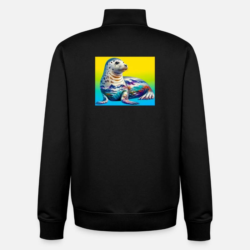 Phoque - Sweat zippé unisexe en coton bio Stanley/Stella - noir