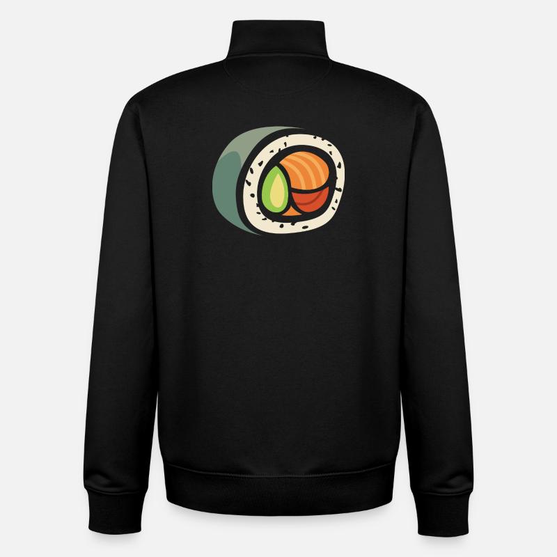 Sushi Roll Cartoon - Conception d’aliments amusants - Sweat zippé unisexe en coton bio Stanley/Stella - noir