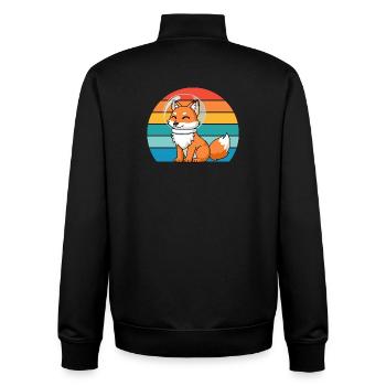 Astronauten Retro Raubtier Rotfuchs Fuchsliebhaber - Unisex Organic Zip Sweatshirt von Stanley/Stella - Schwarz - Hinten - AI Model Male 185 light (185cm)