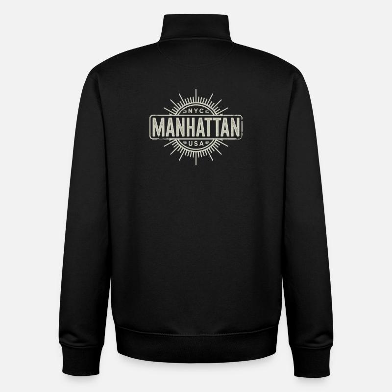Manhattan - New York Souvenir Design - Sweat zippé unisexe en coton bio Stanley/Stella - noir