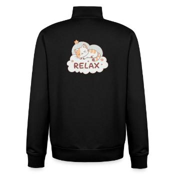 Dreamy kitten on pastel cloud - Unisex Organic Zip Sweatshirt by Stanley/Stella - black - Back - AI Model Male 185 light (185cm)