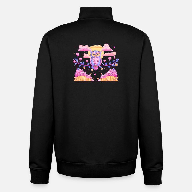 Pastel owl magic over cupcakes - Unisex Organic Zip Sweatshirt by Stanley/Stella - black
