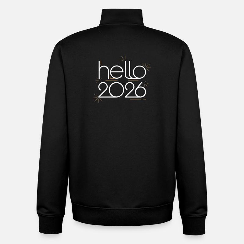Hello 2026 Neon Fireworks - Unisex Organic Zip Sweatshirt by Stanley/Stella - black