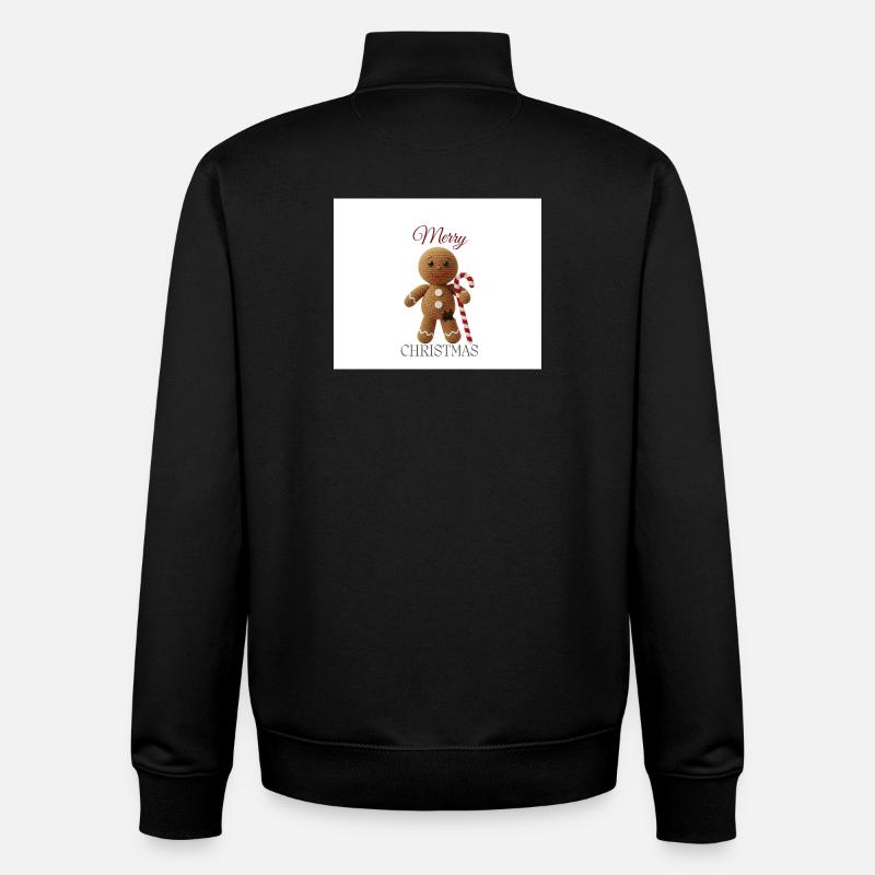 Gingerbread man with candy cane - Unisex Organic Zip Sweatshirt by Stanley/Stella - black