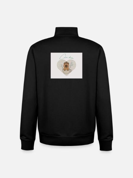 Hamster chills in teacup - Unisex Organic Zip Sweatshirt by Stanley/Stella - black