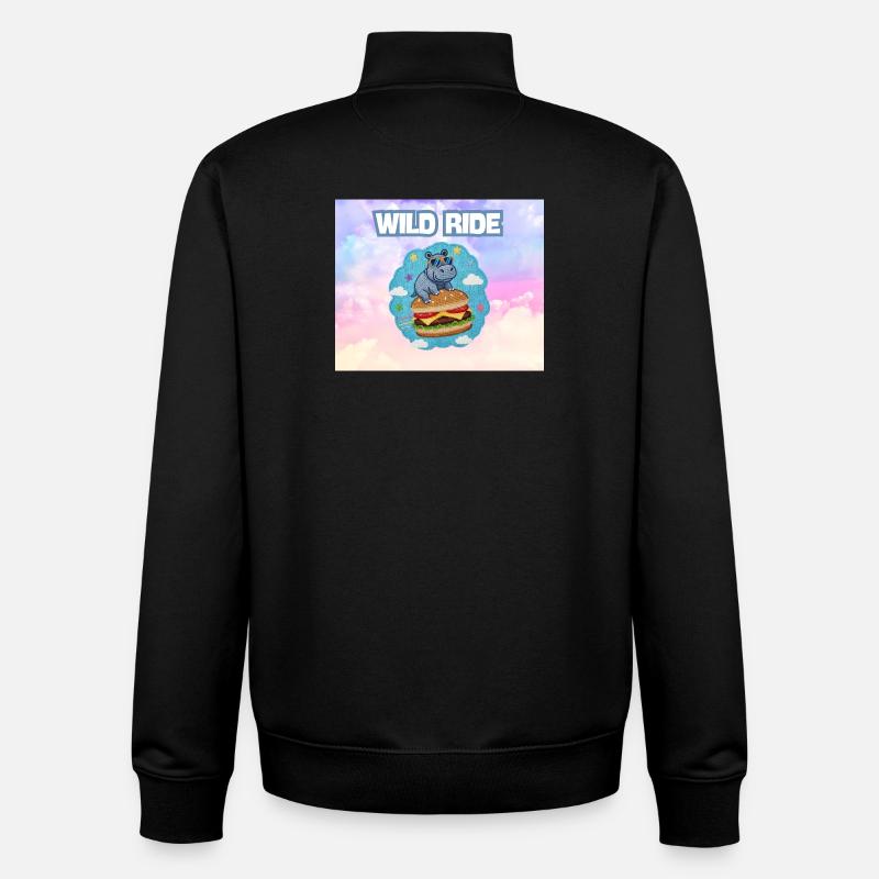 Wild Ride Hippo Burger Patch - Unisex Organic Zip Sweatshirt by Stanley/Stella - black