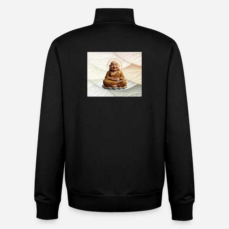 Buddha auf Blattmuster - Unisex Organic Zip Sweatshirt von Stanley/Stella - Schwarz