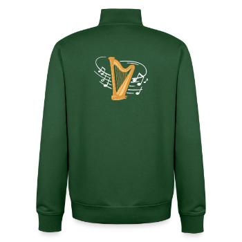 Harp Sheet Music Harpist Harpist Orchestra - Unisex Organic Zip Sweatshirt by Stanley/Stella - bottle green - Back - AI Model Male 185 dark (185cm)