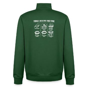 Activités que je fais pendant mon temps libre : pêche au bar - Sweat zippé unisexe en coton bio Stanley/Stella - vert bouteille - Dos - AI Model Male 185 dark (185cm)