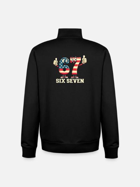 US Flag 67 Memes Six Seven - Unisex Organic Zip Sweatshirt by Stanley/Stella - black