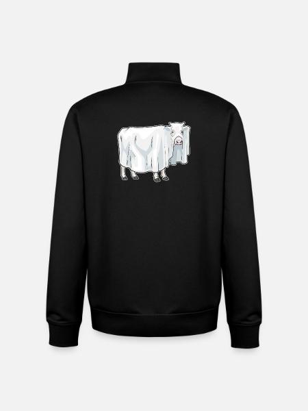 Vache Halloween fantôme - Sweat zippé unisexe en coton bio Stanley/Stella - noir