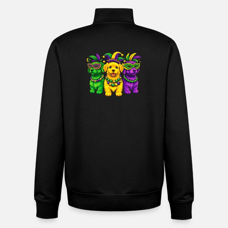 Carnival Canines: Mardi Gras Beaded Trio - Unisex Organic Zip Sweatshirt von Stanley/Stella - Schwarz