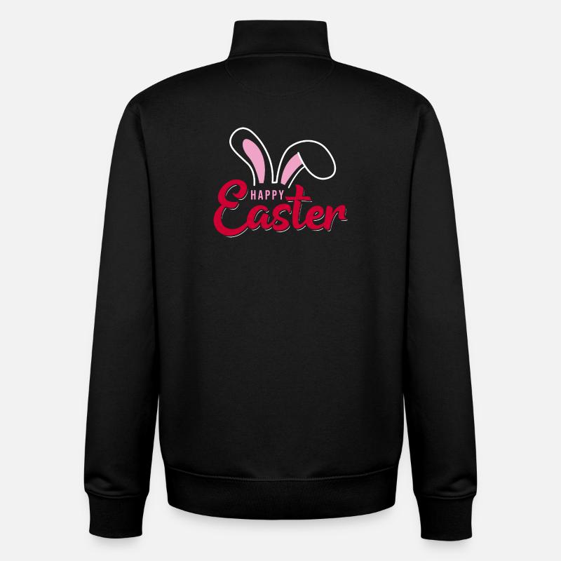 Joyeuses Écritures du Lapin de Pâques - Sweat zippé unisexe en coton bio Stanley/Stella - noir