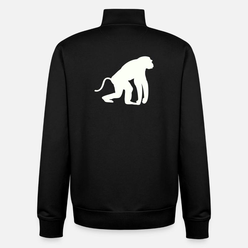Silhouette de singe - Sweat zippé unisexe en coton bio Stanley/Stella - noir