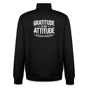 Dankbarkeit ist meine Einstellung - Unisex Organic Zip Sweatshirt von Stanley/Stella - Schwarz - Hinten - AI Model Male 185 light (185cm)