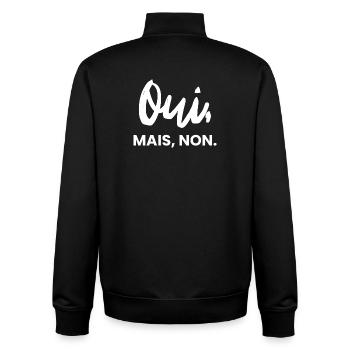 Ouimais non | Humour sarcastique - Sweat zippé unisexe en coton bio Stanley/Stella - noir - Dos - AI Model Male 185 light (185cm)