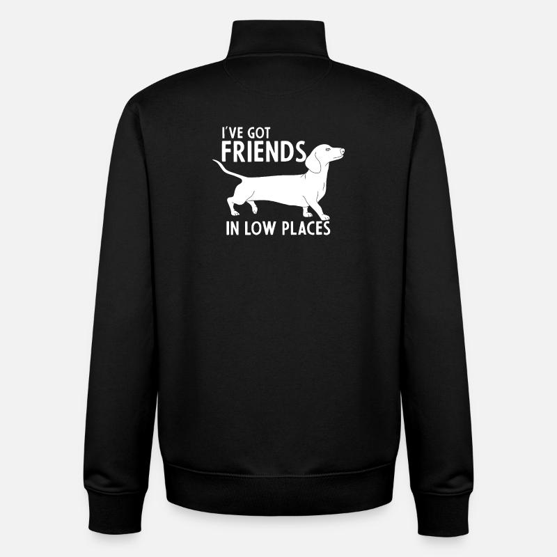 Teckel dans les Basses Places - Sweat zippé unisexe en coton bio Stanley/Stella - noir