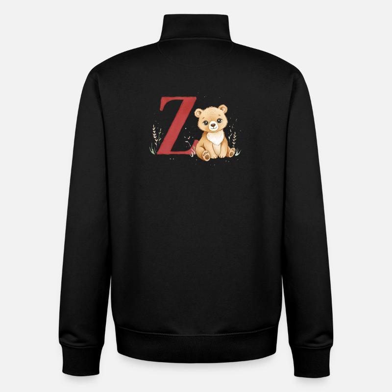 Z-Bear: Big Z with Bear - Unisex Organic Zip Sweatshirt by Stanley/Stella - black