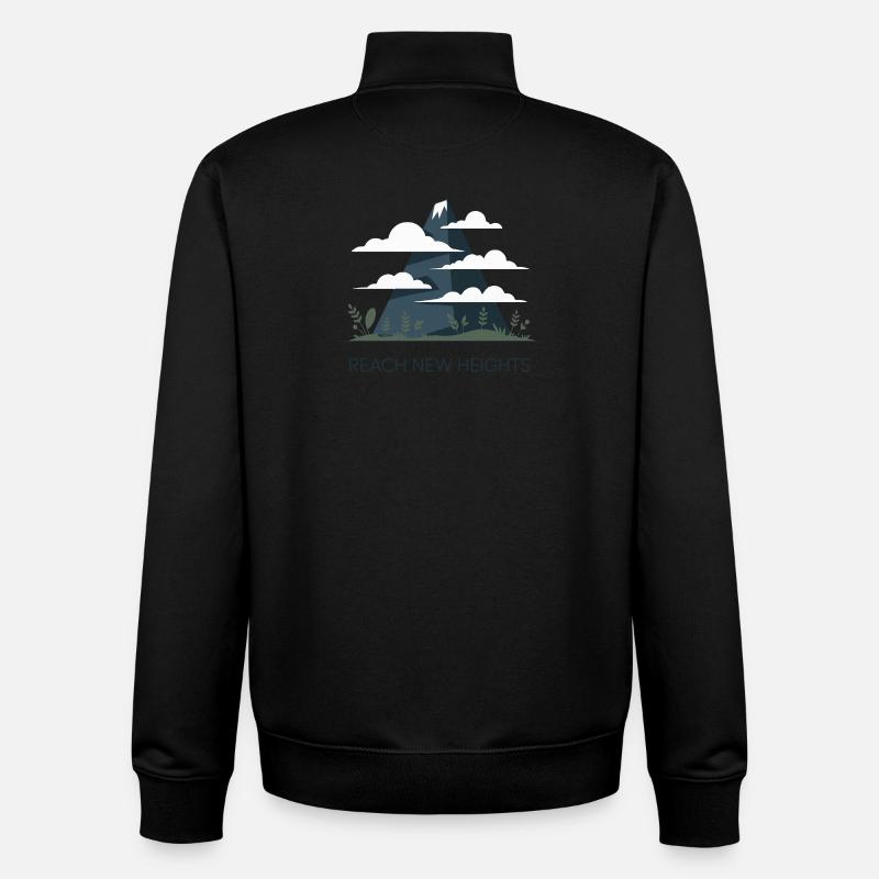 Graphique Reach New Heights Mountain - Sweat zippé unisexe en coton bio Stanley/Stella - noir