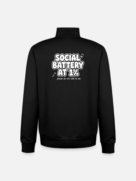 Social Battery at One Percent - Unisex Organic Zip Sweatshirt by Stanley/Stella - black