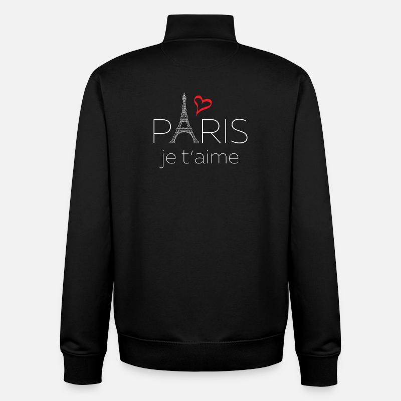 Paris Je T'aime - Sweat zippé unisexe en coton bio Stanley/Stella - noir